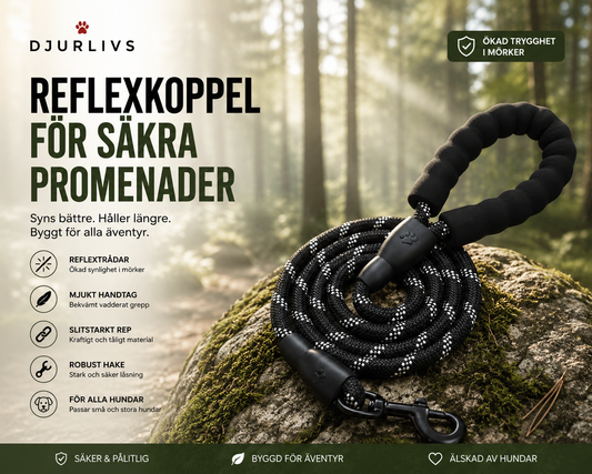 Reflexkoppel för hund – mjukt handtag & extra slitstarkt