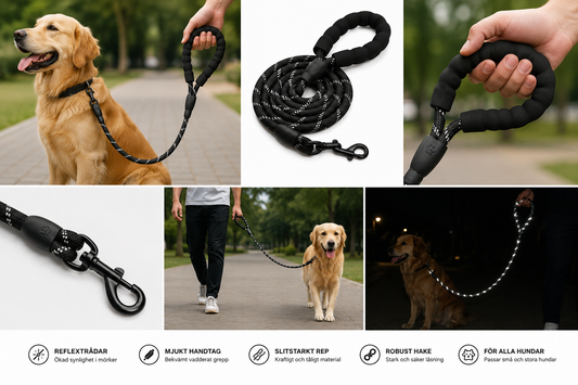 Reflexkoppel för Hund – Mjukt Handtag & Extra Slitstarkt