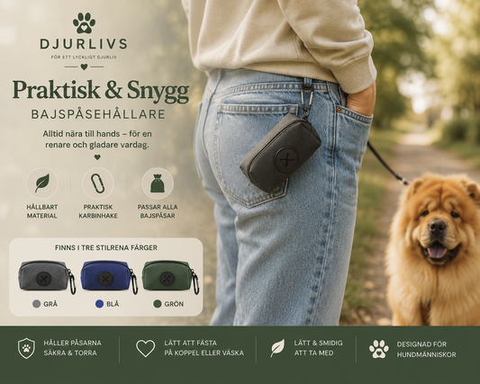 Bajspåsehållare i Canvas – med karbinhake