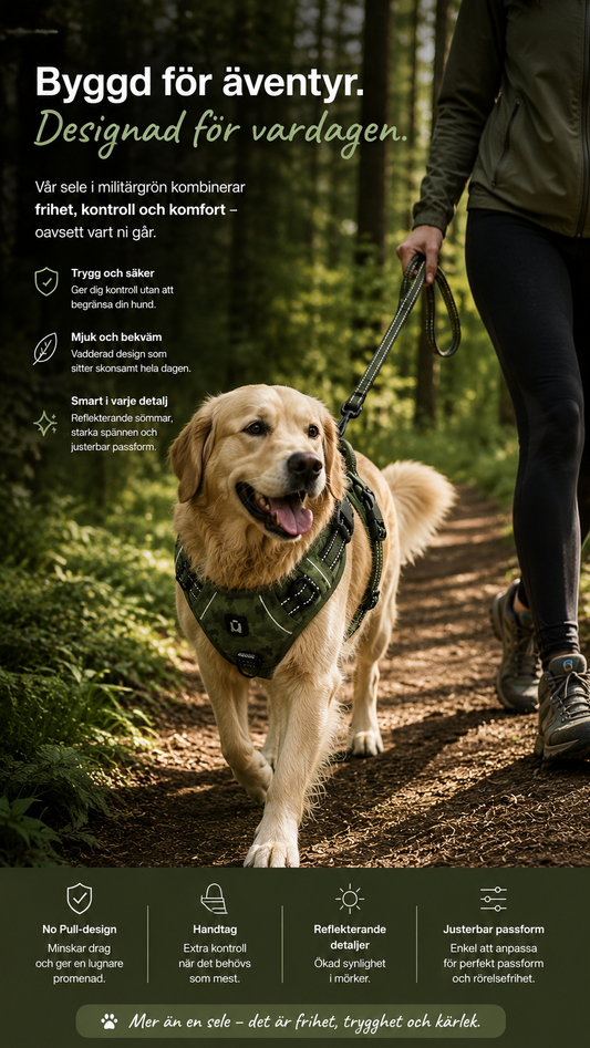 Hundsele – no pull med mjuk vaddering & handtag