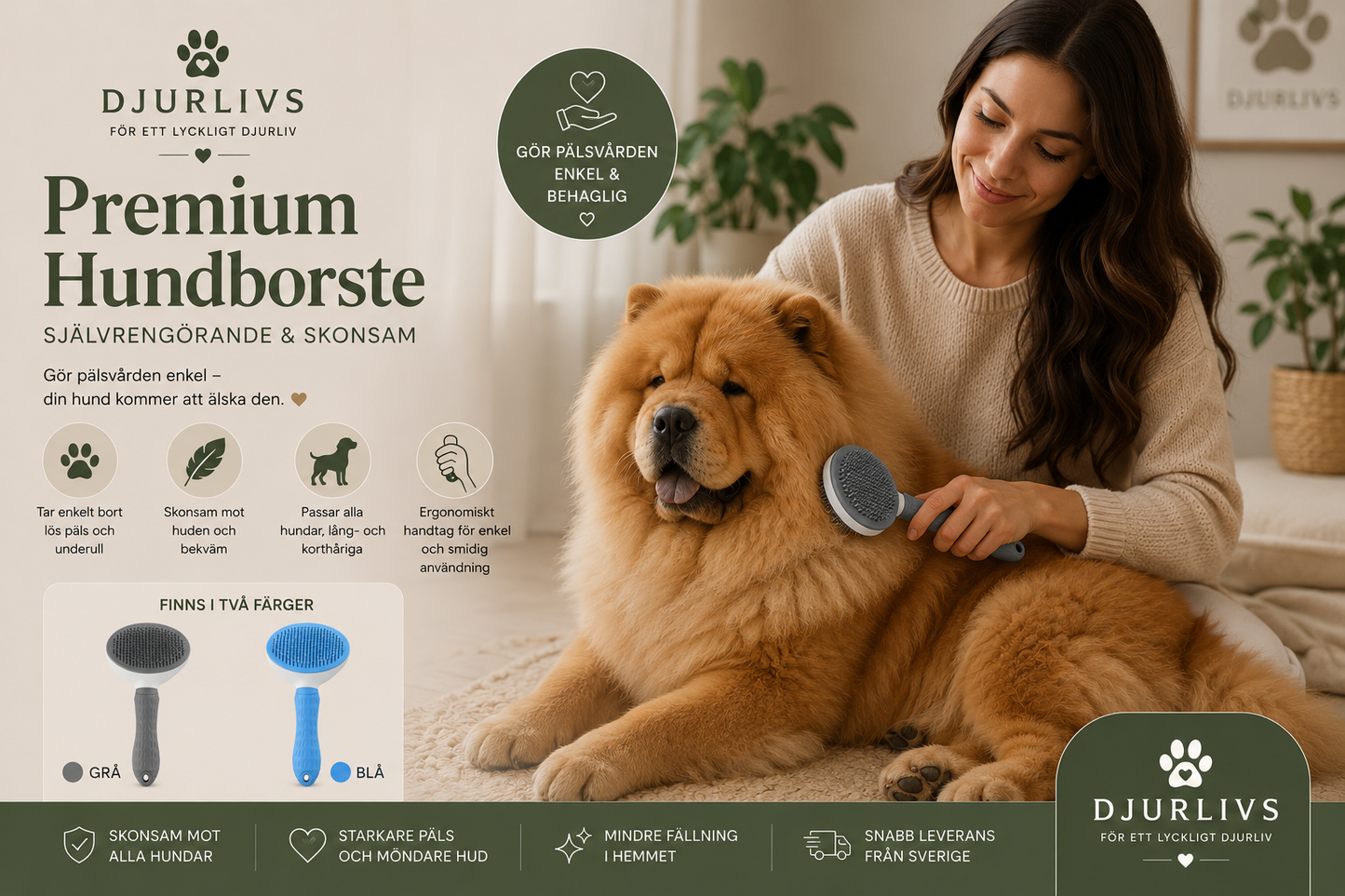 Premium självrengörande hundborste - enkel pälsvård för alla hundar