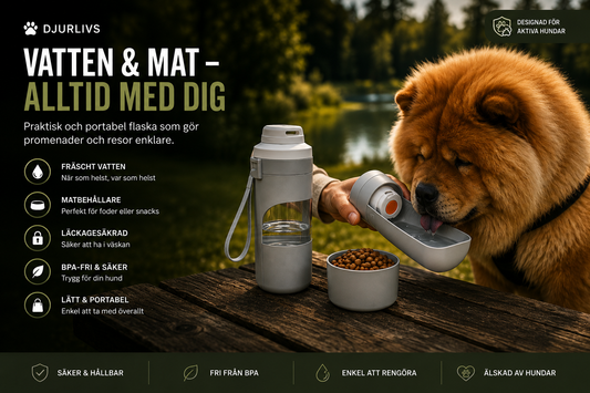 Vattenflaska för Hund – 2-i-1 med Matskål