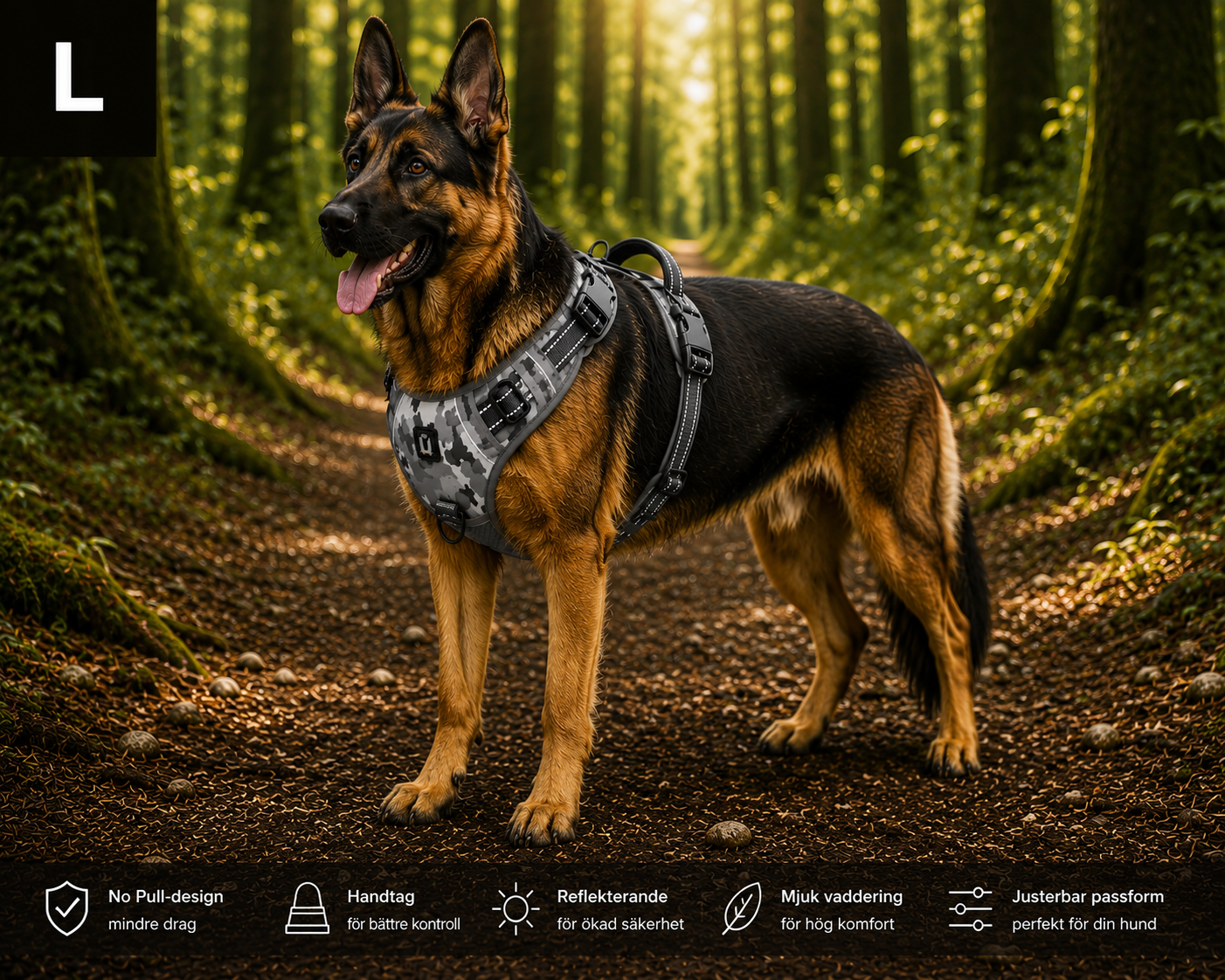 Hundsele – No Pull med Mjuk Vaddering & Handtag