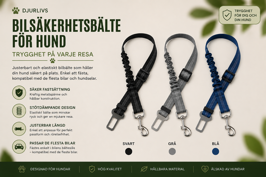 Justerbart Bilsäkerhetsbälte för Hund – Reflekterande & Elastiskt