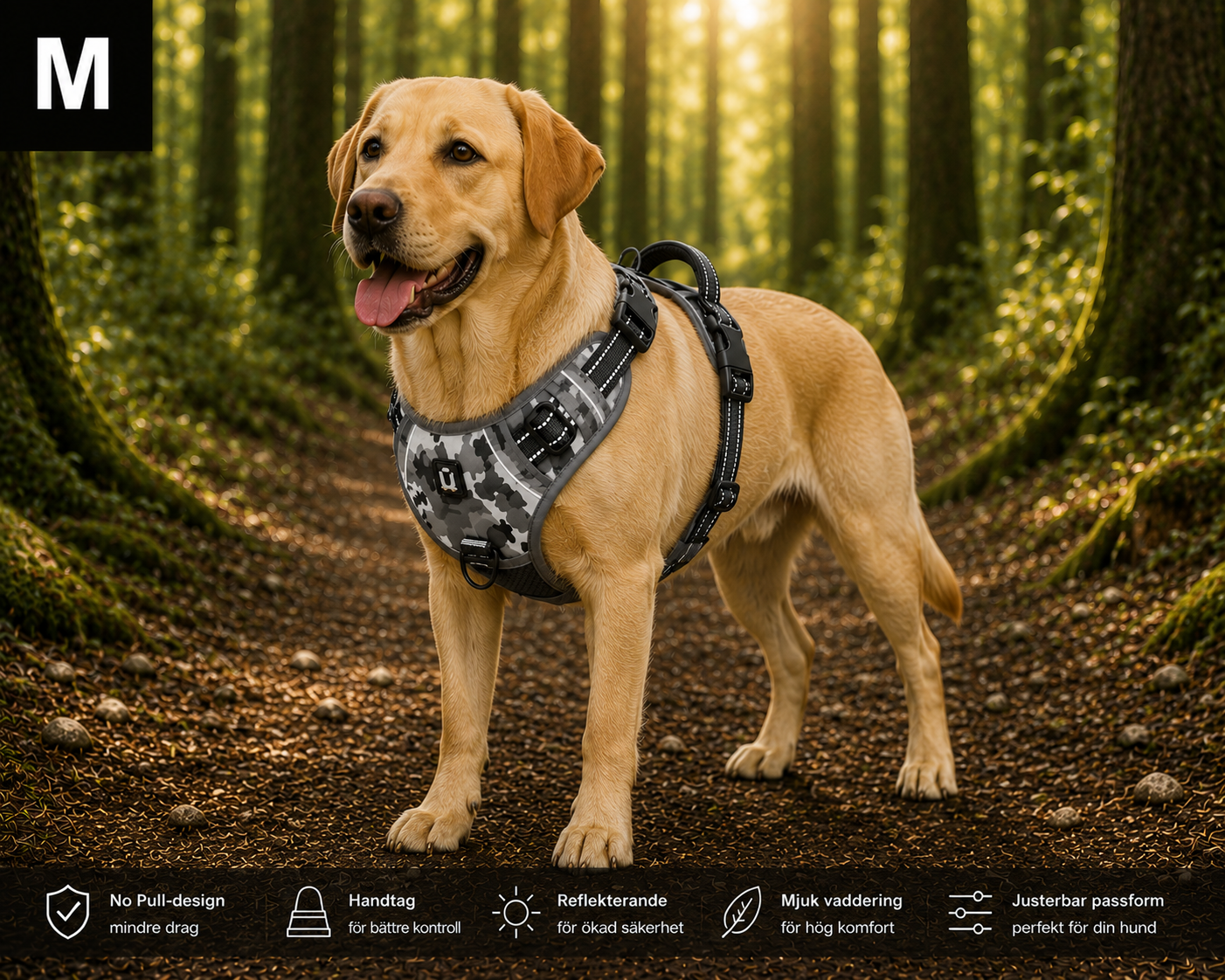 Hundsele – No Pull med Mjuk Vaddering & Handtag